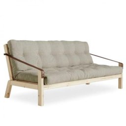 Banquette futon POETRY en pin massif tissu lin couchage 130 x 190 cm.