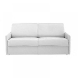 Canapé lit 3-4 places SUN convertible EXPRESS 160cm cuir vachette blanc cassé matelas épaisseur 16cm