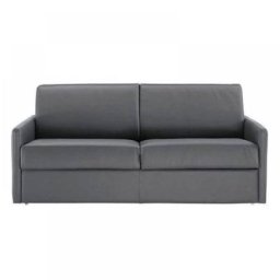 Canapé lit 2-3 places SUN convertible EXPRESS 120cm cuir vachette gris matelas épaisseur 16cm