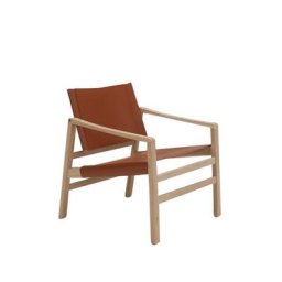 Fauteuil LUK cuir cognac structure chêne massif