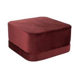Pouf carré Bas LINDA en Velours / Bordeaux