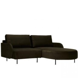 Canapé d'angle droit ALFA ROUND 1 place chaise longue droite pieds métal noir