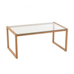 LIVIE Table de salon rectangulaire Métal et Verre Naturel
