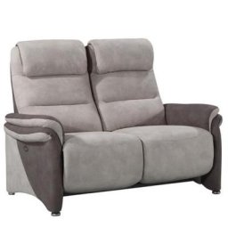 Canapé relax électrique 2 places ZILIA microfibre mastic / brun taupé