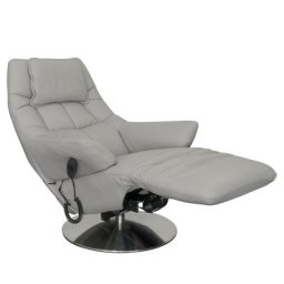 Fauteuil relax électrique KILLEM bi moteur coloris gris clair piètement pivotant inox