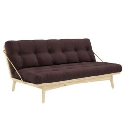 Banquette futon FOLK en pin massif coloris marron couchage 130 x 190 cm.