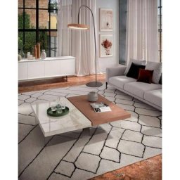 Table basse convertible BELLAGIO - Plateau Chêne naturel et Piétement en Verre