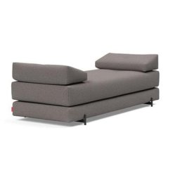 Méridienne design SIGMUND INDU Mixed Dance, Grey convertible lit 160*200 cm pieds Acier noir