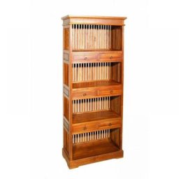 Bibliothèque étagère API 3 tablettes et 6 tiroirs en teck massif