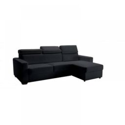 Canapé d'angle réversible EXPRESS SIDNEY DELUXE 160 cm cuir vachette noir têtières réglables matelas 16 cm