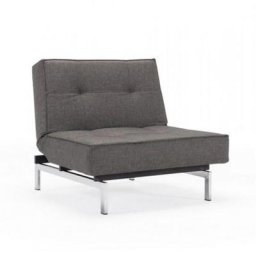 INNOVATION LIVING Fauteuil design SPLITBACK CHROME convertible lit 90*115 cm tissu Flashtex Dark Grey