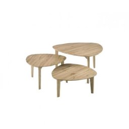 Set de 3 tables basses COLMAR en chêne noueux massif