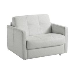 Fauteuil convertible express CUBE couchage 75* 197*16cm cuir vachette blanc cassé