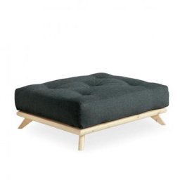 Pouf futon SENZA pin naturel coloris gris ardoise de 90 x 100 cm.