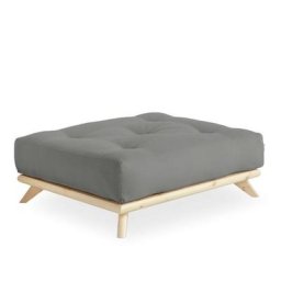 Pouf futon SENZA pin naturel coloris gris de 90 x 100 cm.