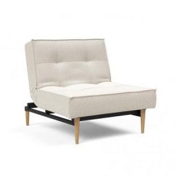 INNOVATION LIVING Fauteuil SPLITBACK STYLETTO convertible lit 90*115 cm pieds chêne naturel tissu Bouclé Off White