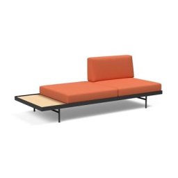 INNOVATION LIVING Canapé design PURI convertible lit 195*80 cm tissu Argus Rust avec table chêne