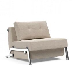 INNOVATION LIVING Fauteuil design SOFABED CUBED 02 CHROME Blida Sand Grey convertible lit 200*90 cm