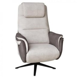 Fauteuil relax électrique ZILIA bi moteur micro mastic/brun taupé piètement étoile métal noir