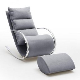Fauteuil relax YANIS tissu gris pouf indépendant structure métal
