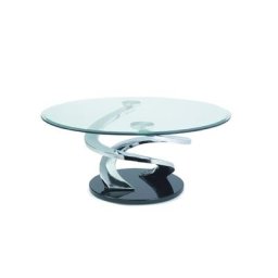 Table basse TORNADE design en verre et piètement chromé