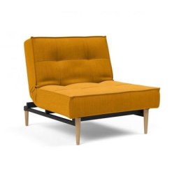 INNOVATION LIVING Fauteuil SPLITBACK STYLETTO convertible lit 90*115 cm pieds chêne naturel tissu Elegance Burned Curry