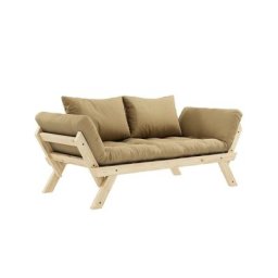 Banquette méridienne futon BEBOP pin naturel coloris beige blé couchage 75*200 cm.