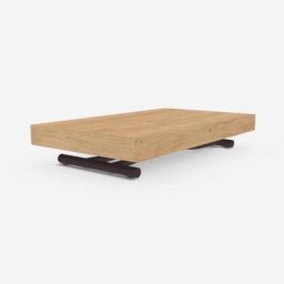 Table basse convertible NEWOOD Bois Wild Chêne naturel / Métal vernis bronze