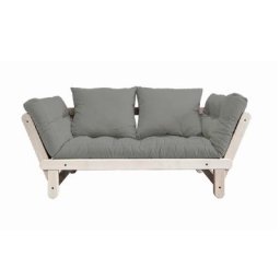 Banquette méridienne futon BEAT pin naturel tissu gray couchage 75*200 cm.