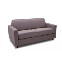 Canapé VIRGOLA convertible express matelas 16 cm sommier métallique 140 cm tissu tweed taupe