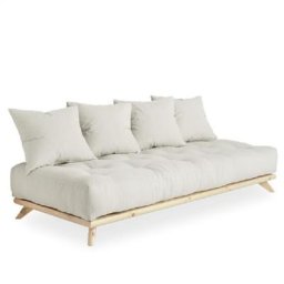 Canapé convertible futon SENZA pin naturel coloris naturel couchage 90 cm.