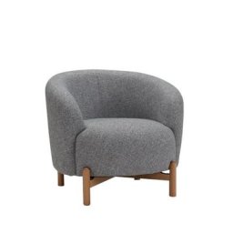 Fauteuil GROLL tissu gris piétement bois clair