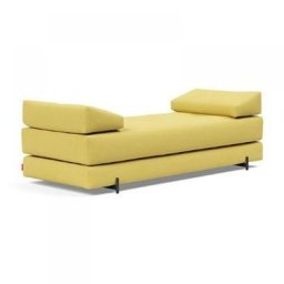 Méridienne design SIGMUND INDU Soft, Mustard Flower convertible lit 160*200 cm pieds Acier noir