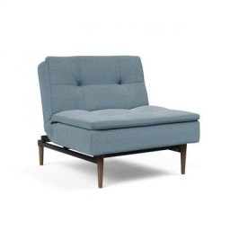 Fauteuil design DUBLEXO STYLETTO convertible lit 90*115 cm pieds chene fonce tissu Soft Indigo