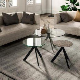 Table basse BIJOUX structure métal et plateau en Verre Céramique Noir Désir