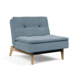 Fauteuil design DUBLEXO EIK convertible lit 90*115 cm pieds chêne naturel tissu Soft Indigo