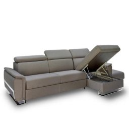 Canapé d'angle REAUMUR convertible EXPRESS 140 cm sommier lattes matelas 16 cm tweed gris silex