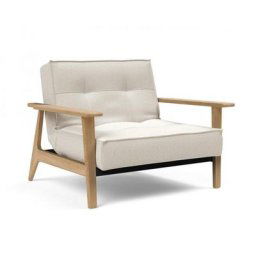 INNOVATION LIVING Fauteuil design SPLITBACK FREJ 531 - Bouclé Off White convertible lit 90*115 cm accoudoirs chêne clair