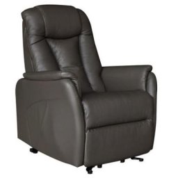 Fauteuil relax releveur NERSAC bi-moteur Cuir PVC Taupe foncé