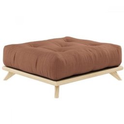 Pouf futon SENZA pin naturel coloris brun argile de 90 x 100 cm.