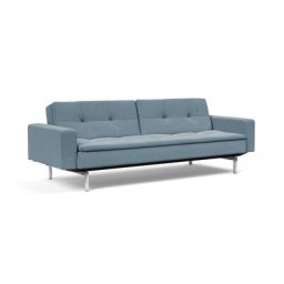Canapé design DUBLEXO CHROME avec accoudoirs convertible lit 115*210 cm pieds chromés tissu Soft Indigo