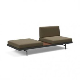 INNOVATION LIVING Canapé design PURI convertible lit 195*80 cm tissu Vivus Dusty Olive avec table noyer