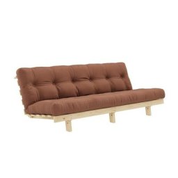Banquette convertible futon LEAN pin coloris brun argile couchage 130*190 cm.