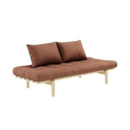 Méridienne futon PACE en pin coloris brun argile couchage 75*200 cm.