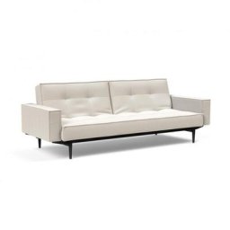 Canapé convertible SPLITBACK STYLETTO avec accoudoirs pieds chêne noir tissu Bouclé Off White