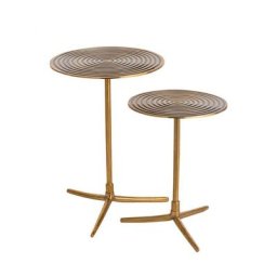 Set de 2 tables gigognes rondes ZAIN en aluminium doré et noir