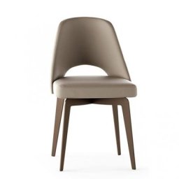 OZZIO SONY Fauteuil en Eco-cuir Crème Café avec piètement en métal bronze
