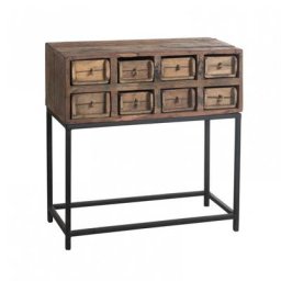 Console GEDA 8 tiroirs bois brut recyclé