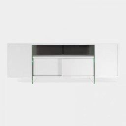 Meuble TV MOVIE en stratifié écologique coloris blanc mat