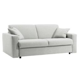 Canapé lit DREAMER EXPRESS sommier lattes 140cm matelas 16cm cuir vachette blanc cassé